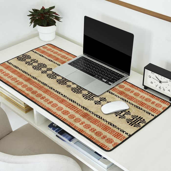 Orange Linen Mud Cloth Desk Mat Gallery Image 2