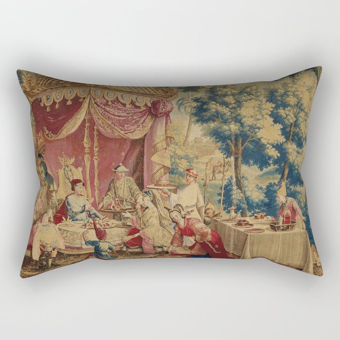 Antique 18th Century Chinoiserie Louis XIV Beauvais Tapestry Rectangular Pillow Gallery Image 2