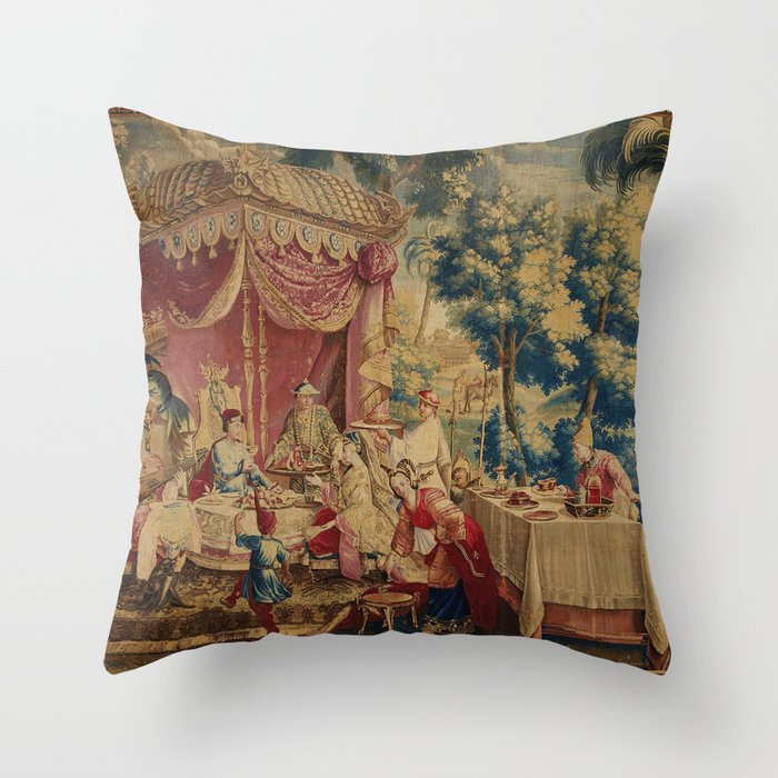 Antique 18th Century Chinoiserie Louis XIV Beauvais Tapestry Throw Pillow Gallery Image 6