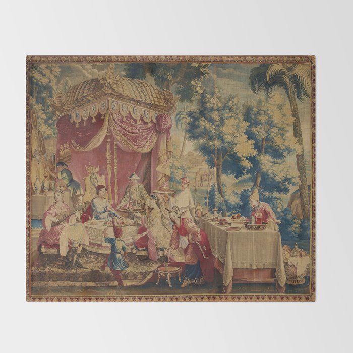Antique 18th Century Chinoiserie Louis XIV Beauvais Tapestry Throw Blanket Gallery Image 2