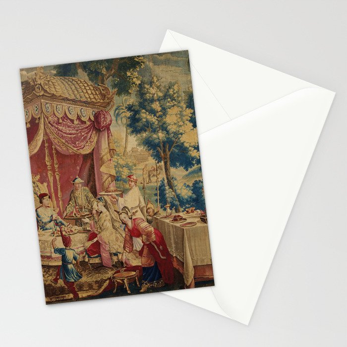 Antique 18th Century Chinoiserie Louis XIV Beauvais Tapestry Stationery Card Gallery Image 2