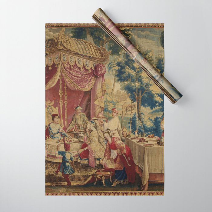 Antique 18th Century Chinoiserie Louis XIV Beauvais Tapestry Wrapping Paper Gallery Image 1
