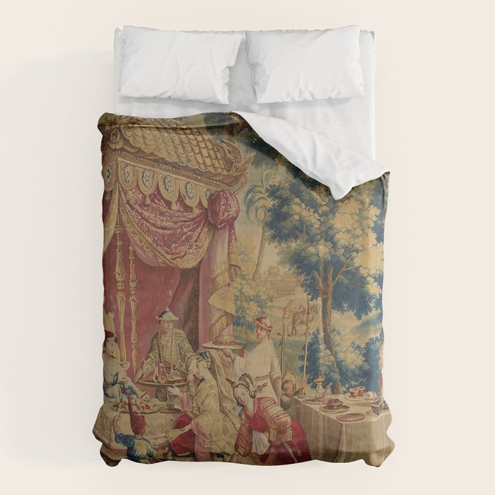 Antique 18th Century Chinoiserie Louis XIV Beauvais Tapestry Duvet Cover Gallery Image 1