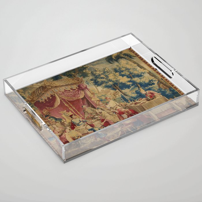 Antique 18th Century Chinoiserie Louis XIV Beauvais Tapestry Acrylic Tray Gallery Image 1