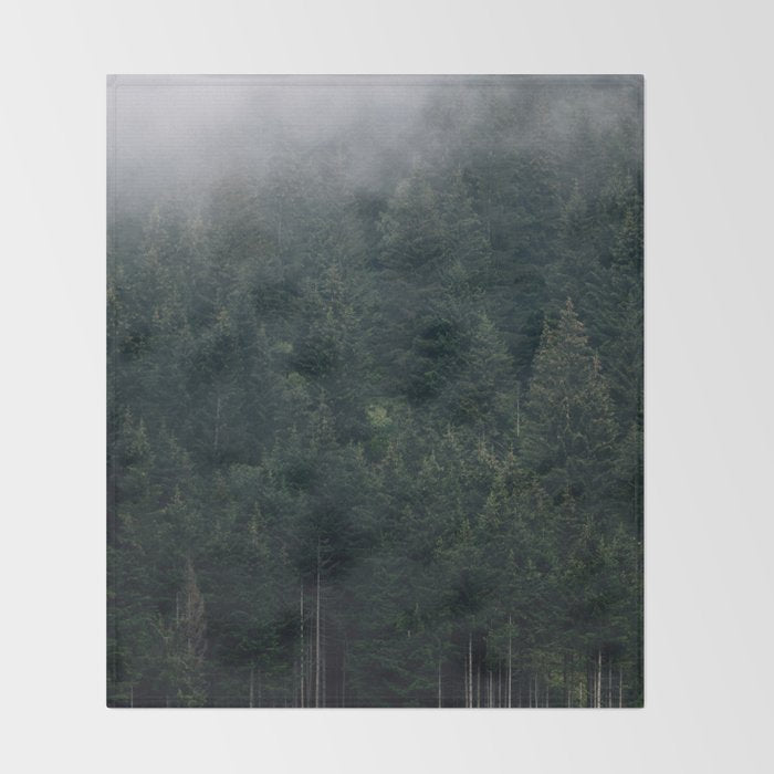 Mystic Pines - A Forest in the Fog Throw Blanket Gallery Image 2