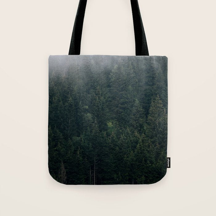 Mystic Pines - A Forest in the Fog Tote Bag Gallery Image 1