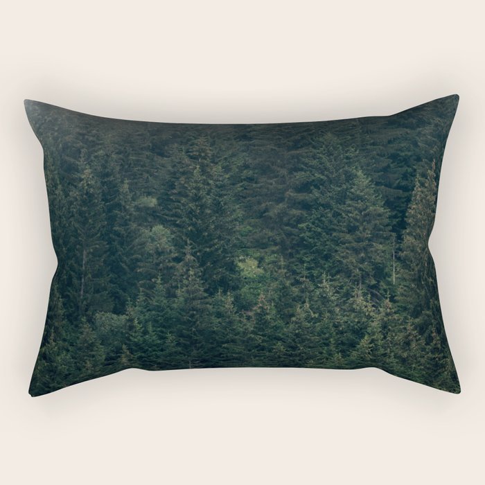 Mystic Pines - A Forest in the Fog Rectangular Pillow Gallery Image 2