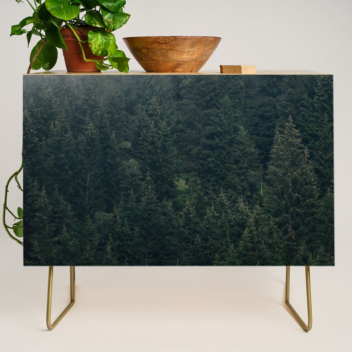Mystic Pines - A Forest in the Fog Credenza Gallery Image 1