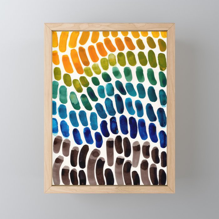 Colorful Rainbow Watercolor Organic Patterns Natural Shapes Playful Art Mid Century Modern Tribal Ar Mini Art Print Gallery Image 1
