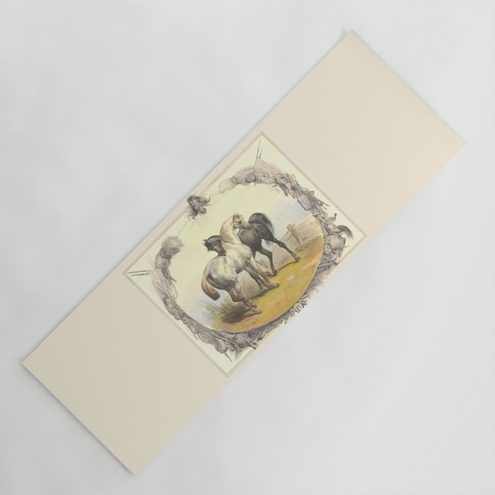 Arabian Horses - Equine Theme Vintage Illustration Yoga Mat Gallery Image 1