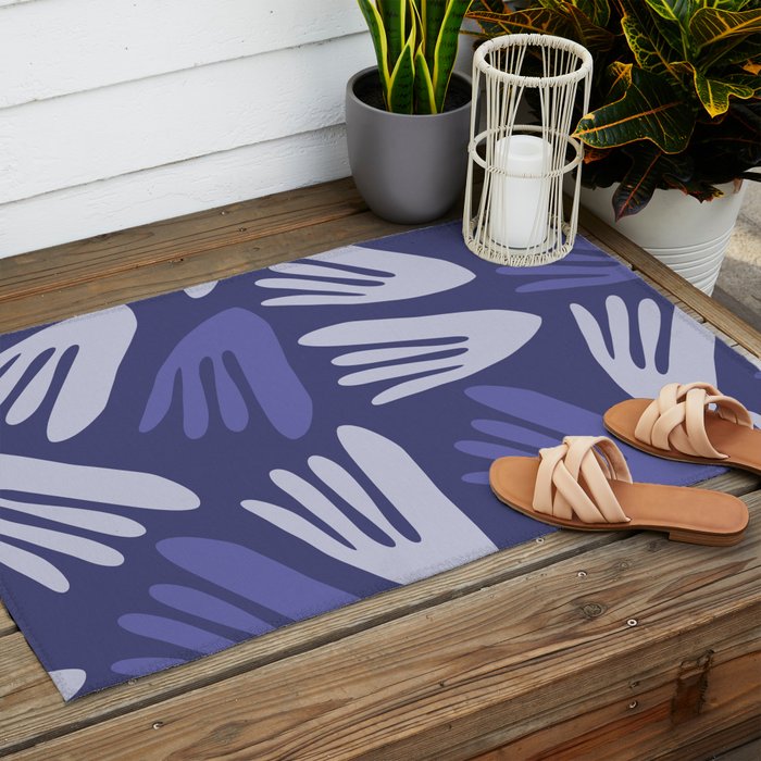 Big Cutouts Papier Découpé Abstract Pattern in Purple and Lavender Outdoor Rug Gallery Image 2