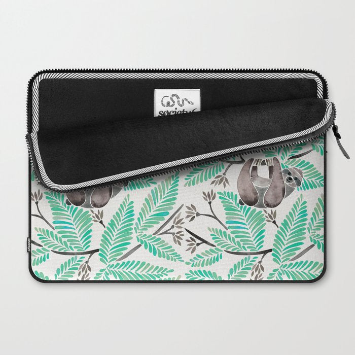 Happy Sloth - Tropical Mint Rainforest Laptop Sleeve Gallery Image 2