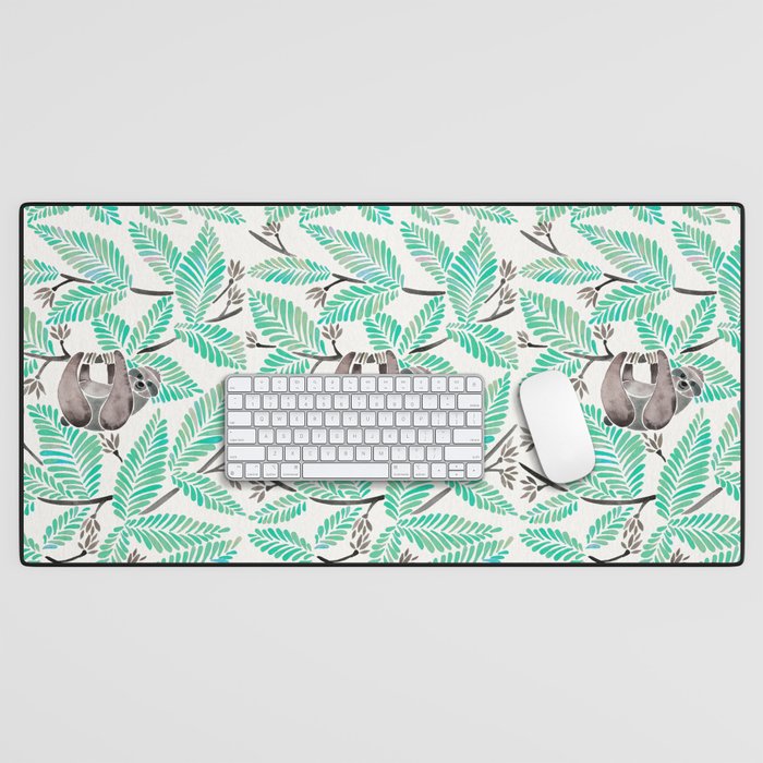 Happy Sloth - Tropical Mint Rainforest Desk Mat Gallery Image 1