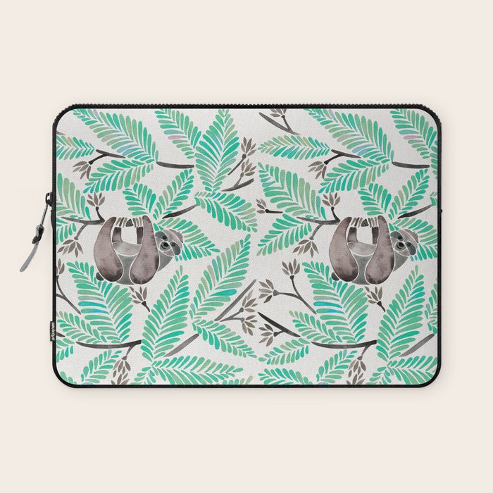 Happy Sloth - Tropical Mint Rainforest Laptop Sleeve Gallery Image 1