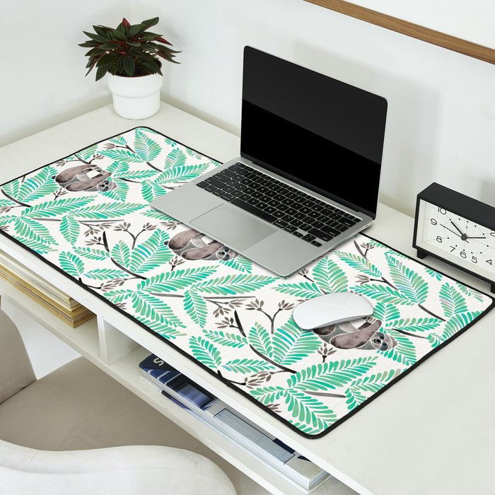 Happy Sloth - Tropical Mint Rainforest Desk Mat Gallery Image 2