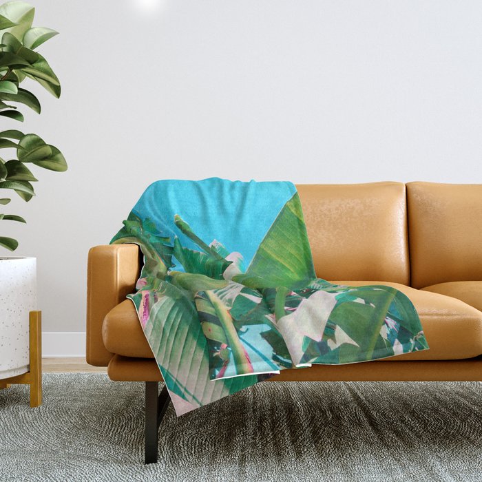 Pop Art Banana Leaf Throw Blanket Gallery Image 1
