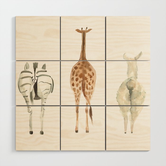 Cute animal butts Wood Wall Art Gallery Image 1