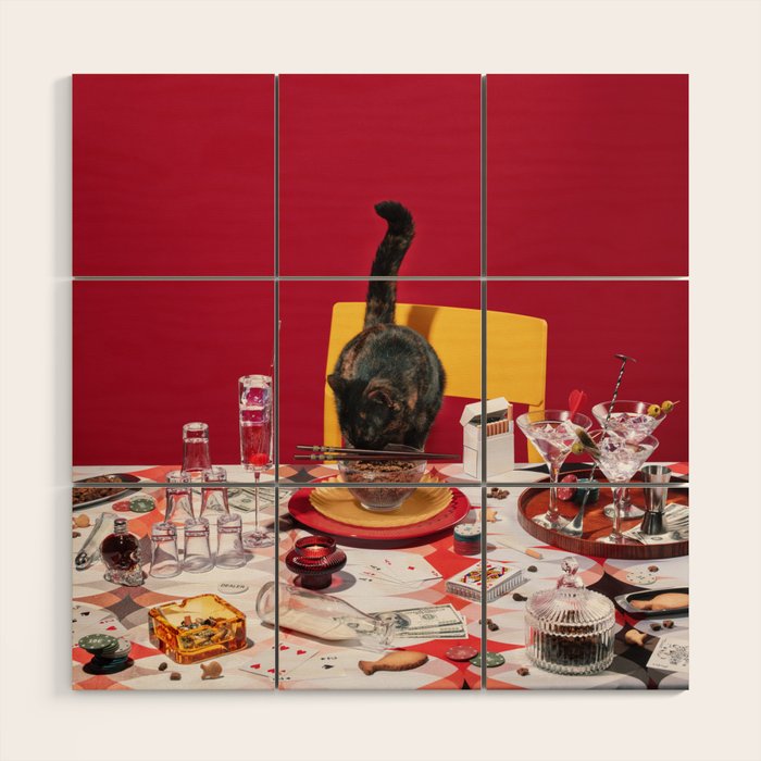 Feline Feast Wood Wall Art Gallery Image 1