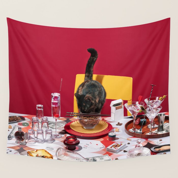 Feline Feast Wall Tapestry Gallery Image 4