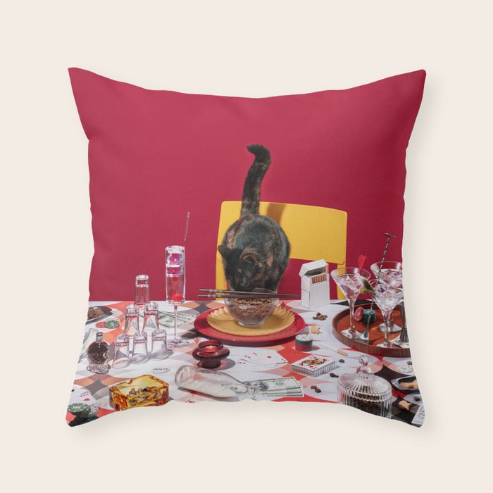 Feline Feast Throw Pillow Gallery Image 1