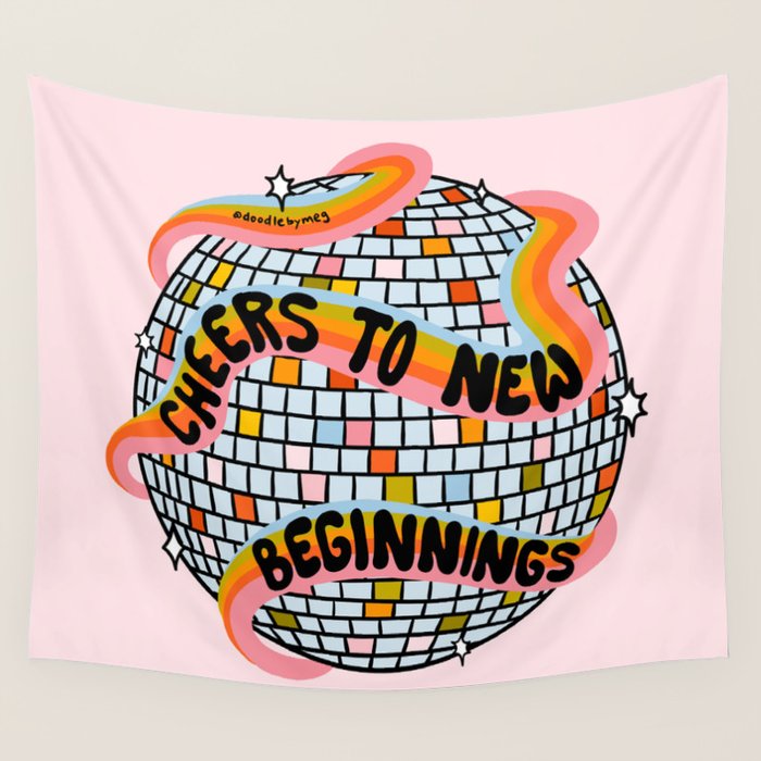 Cheers to New Beginnings Wall Tapestry Gallery Image 4