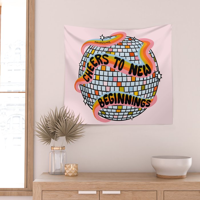 Cheers to New Beginnings Wall Tapestry Gallery Image 2