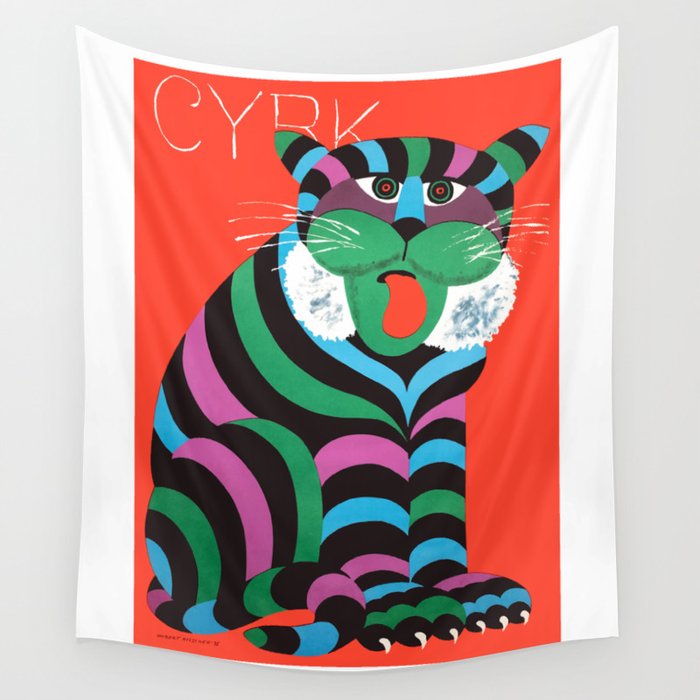 1975 CYRK Polish Circus Tiger Advertising Poster Wall Tapestry Gallery Image 1