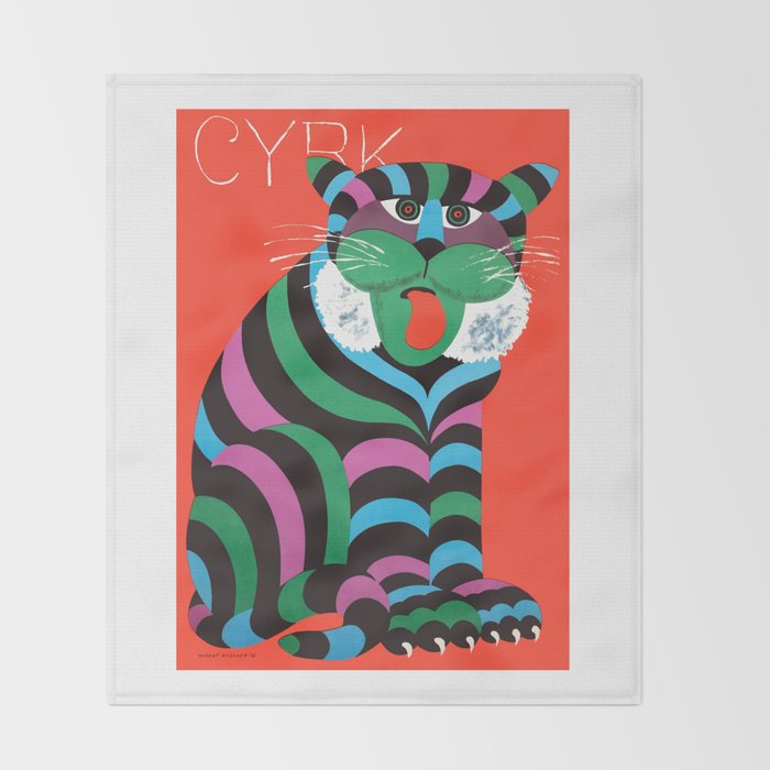 1975 CYRK Polish Circus Tiger Advertising Poster Throw Blanket Gallery Image 2