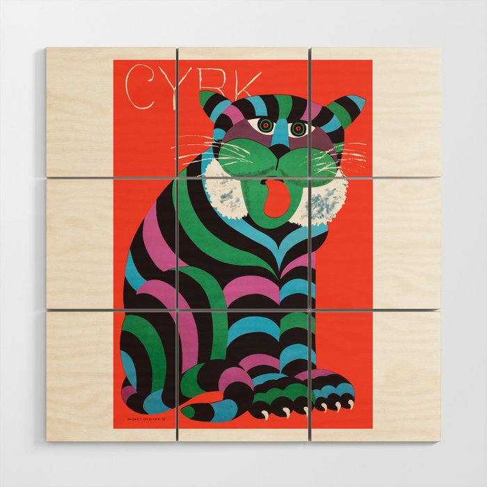 1975 CYRK Polish Circus Tiger Advertising Poster Wood Wall Art Gallery Image 1