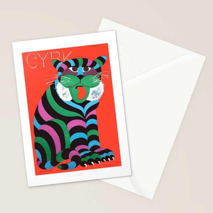 1975 CYRK Polish Circus Tiger Advertising Poster Stationery Card Gallery Image 2
