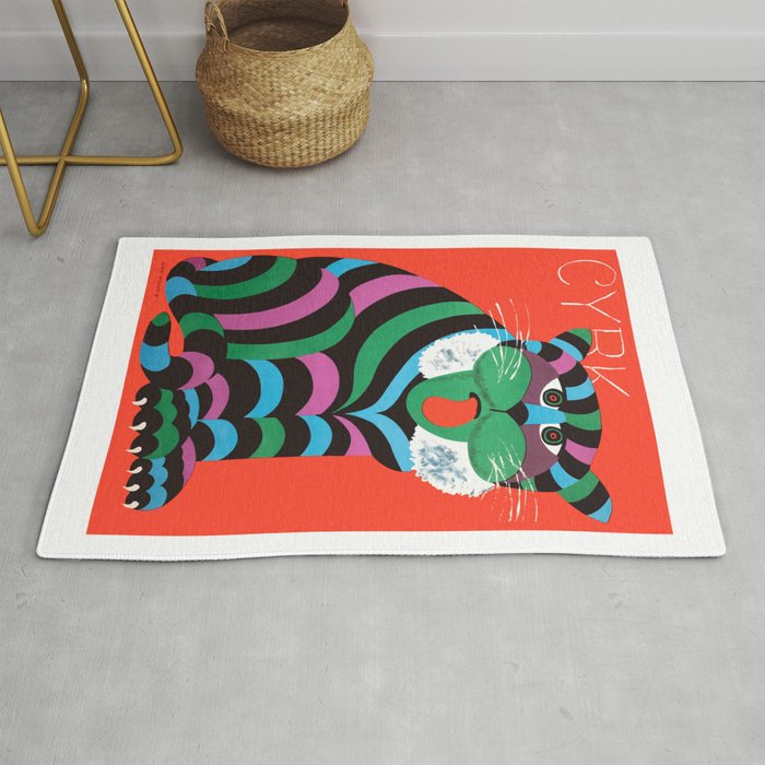 1975 CYRK Polish Circus Tiger Advertising Poster Rug Gallery Image 1