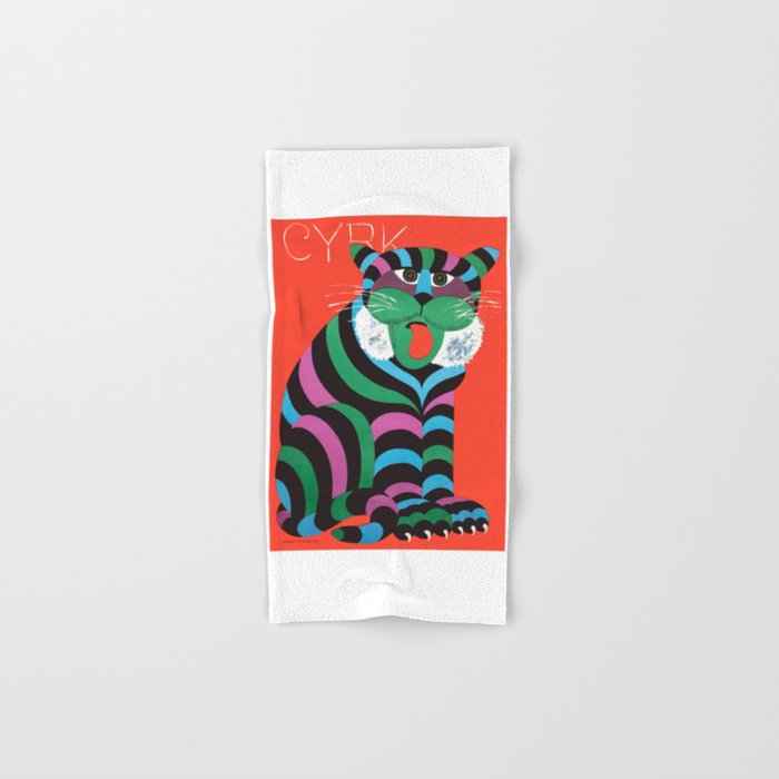 1975 CYRK Polish Circus Tiger Advertising Poster Bath Towel Gallery Image 1