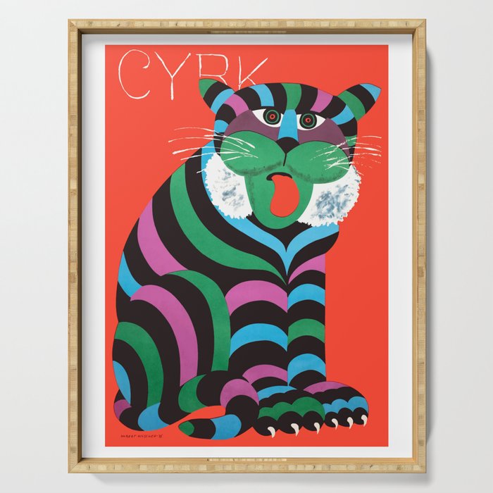 1975 CYRK Polish Circus Tiger Advertising Poster Serving Tray Gallery Image 1
