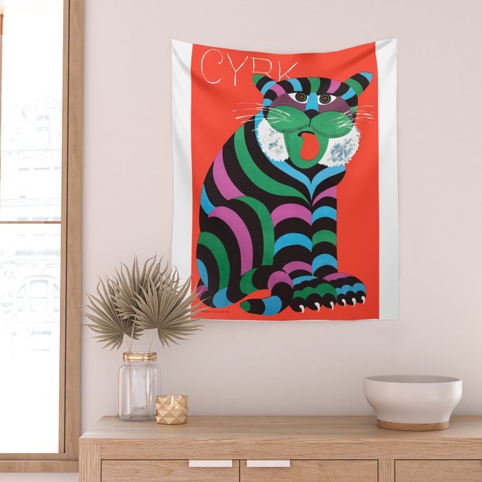 1975 CYRK Polish Circus Tiger Advertising Poster Wall Tapestry Gallery Image 2