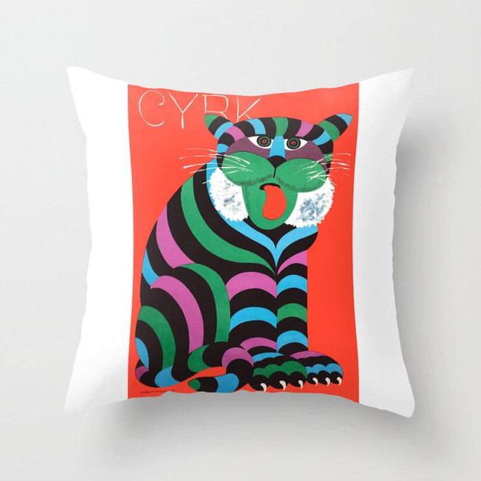 1975 CYRK Polish Circus Tiger Advertising Poster Throw Pillow Gallery Image 6