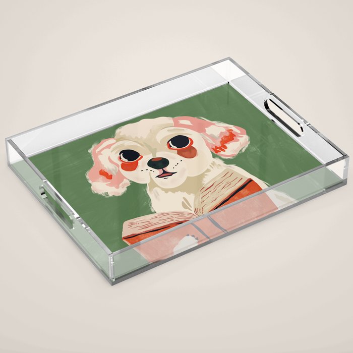 Bookish Pup Acrylic Tray Gallery Image 1