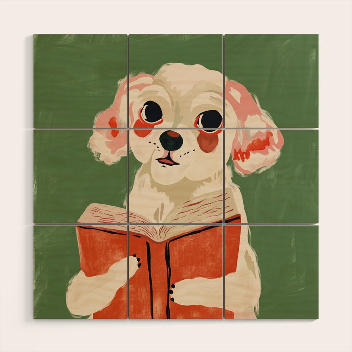 Bookish Pup Wood Wall Art Gallery Image 1