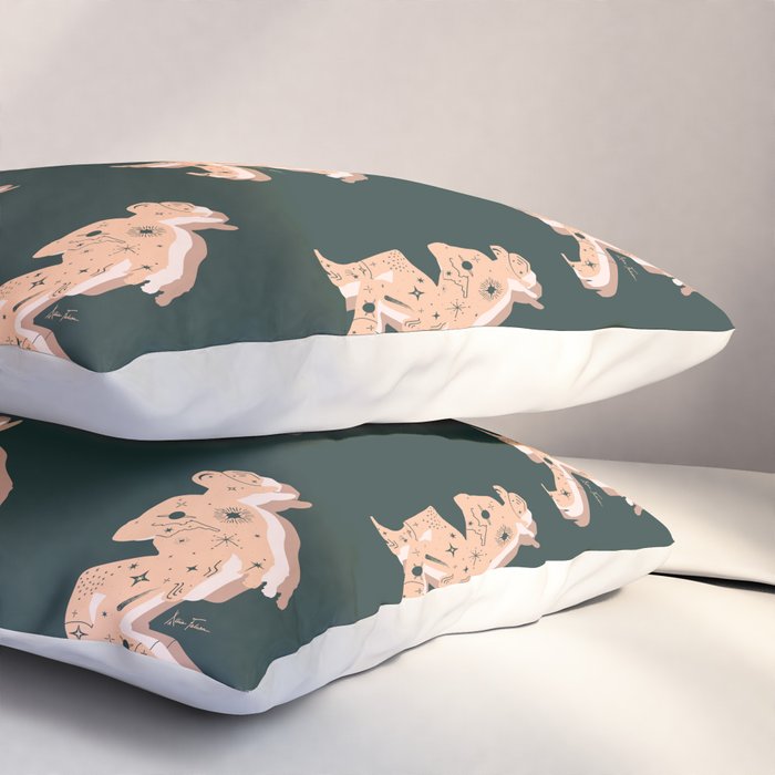 Space Cowboy - Emerald & Peach Pillow Sham Gallery Image 3