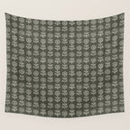 block print floral - dark olive Wall Tapestry Gallery Image 4