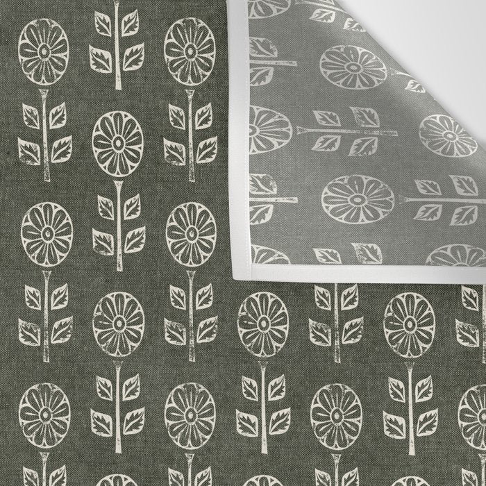 block print floral - dark olive Wall Tapestry Gallery Image 3