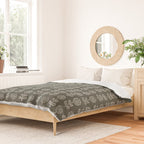 block print floral - dark olive Duvet Cover Gallery Image 2