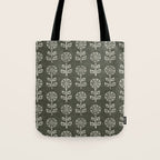 block print floral - dark olive Tote Bag Gallery Image 1