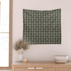 block print floral - dark olive Wall Tapestry Gallery Image 2