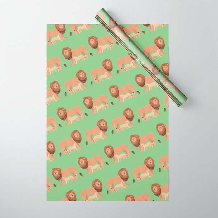 Father and Baby Lion Wrapping Paper Gallery Image 1