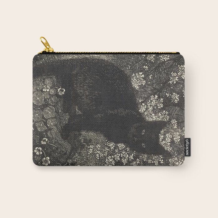 The witch - Lionel Lindsay - Wood Engraving Print Black Cat Gothic Carry All Pouch Gallery Image 1