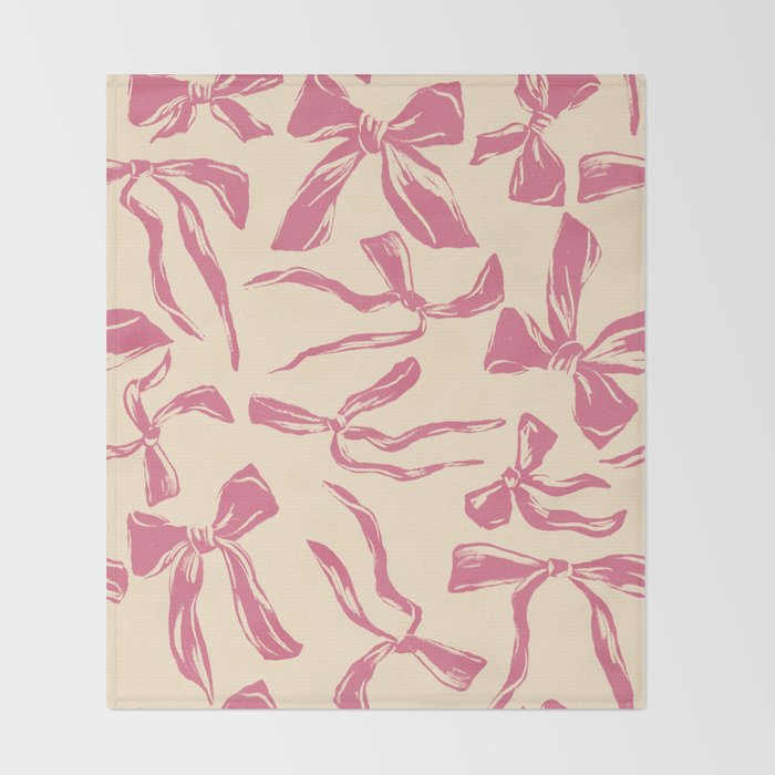 Pink bow pattern Throw Blanket Gallery Image 2
