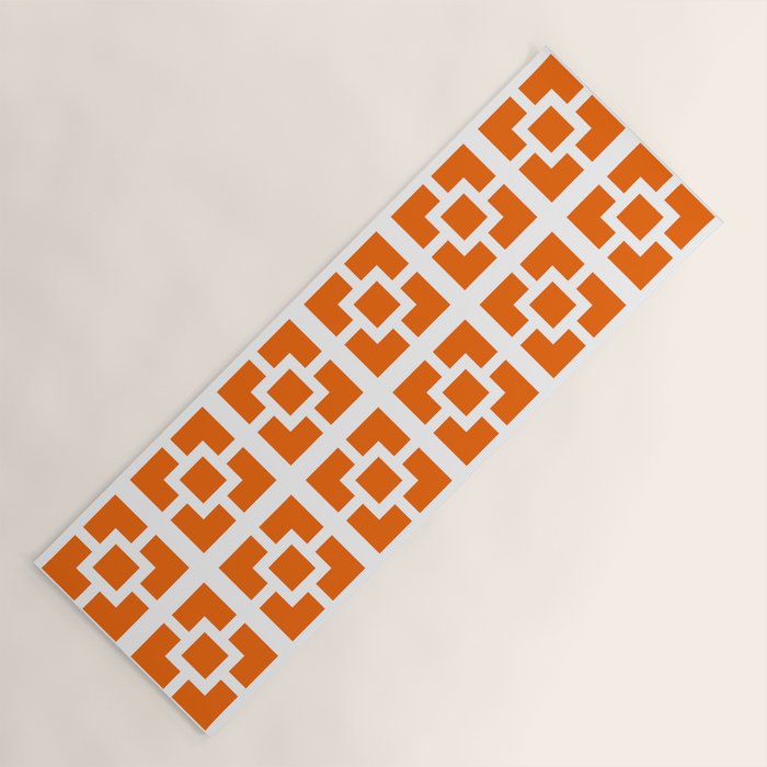 Mid Century Modern Breeze Blocks Orange and White Geometric Pattern Yoga Mat Gallery Image 1