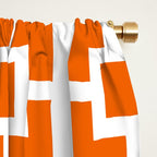Mid Century Modern Breeze Blocks Orange and White Geometric Pattern Window Curtain Gallery Image 2