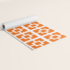 Mid Century Modern Breeze Blocks Orange and White Geometric Pattern Yoga Mat Gallery Image 2
