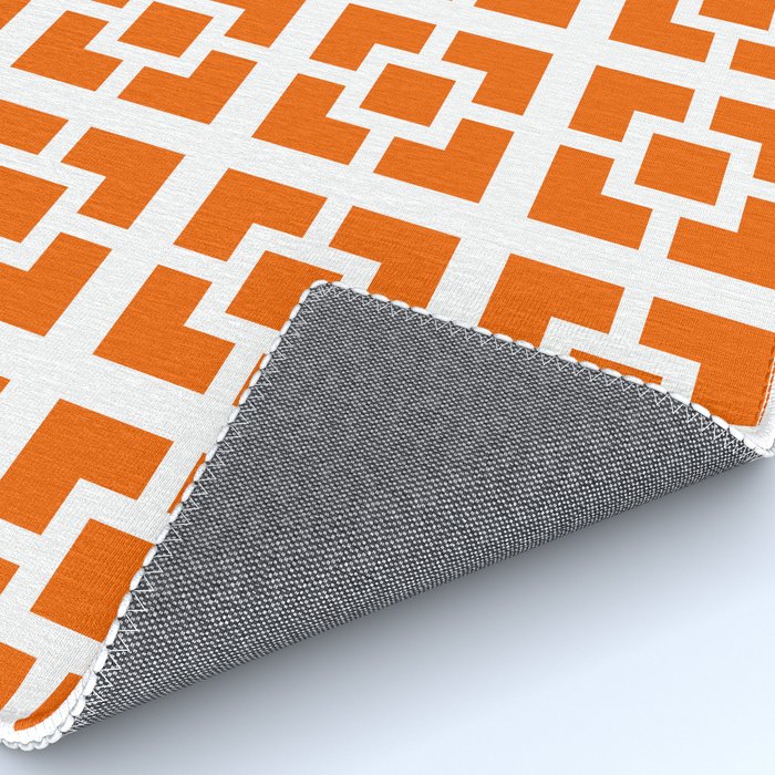 Mid Century Modern Breeze Blocks Orange and White Geometric Pattern Rug Gallery Image 4